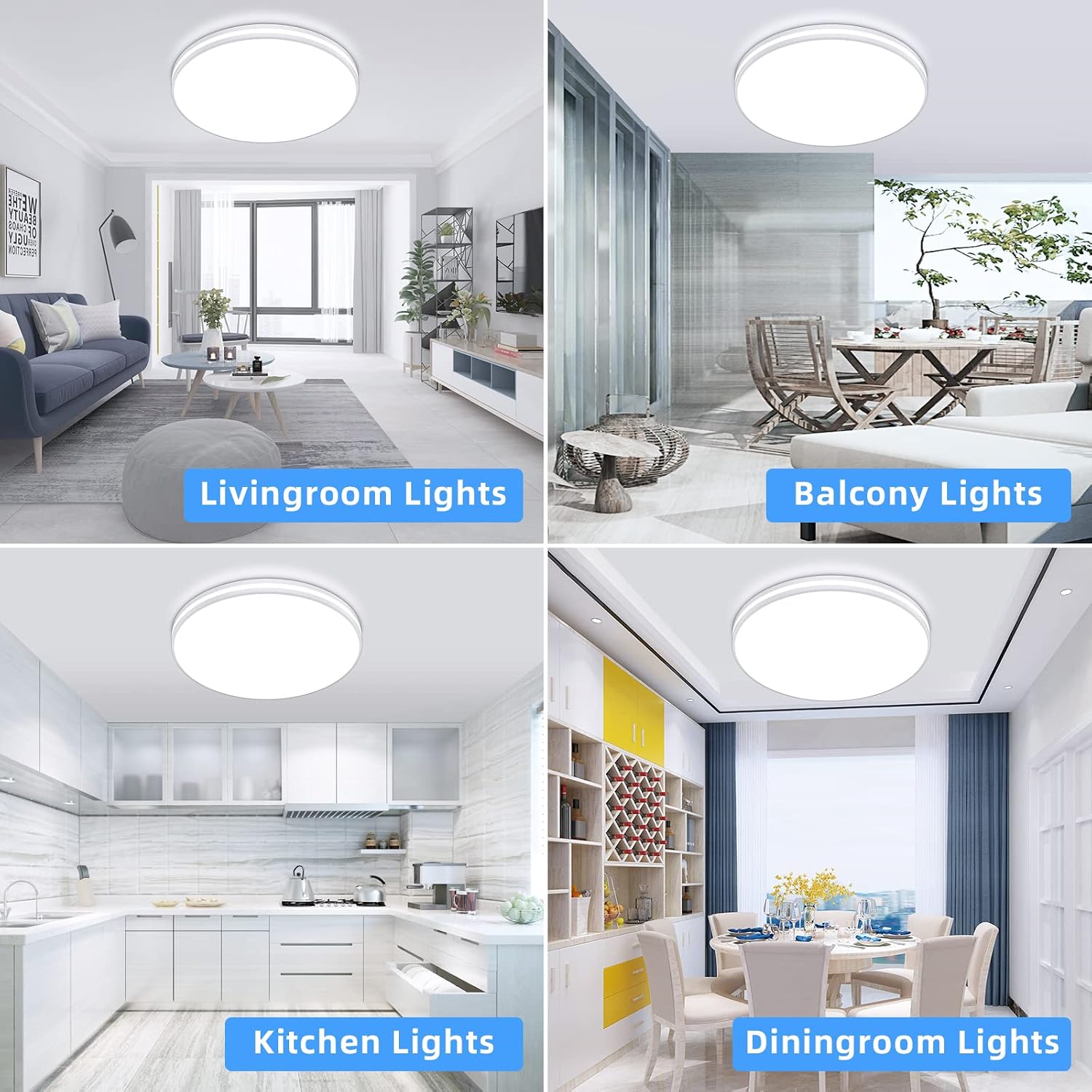 LED Ceiling Light Fixture, Flush Mount Ceiling Light 5000K Daylight LED Light Fixture 24W Modern Round Ceiling Lamp Waterproof Ceiling Light for Bedroom Kitchen Bathroom Living Room Hallway