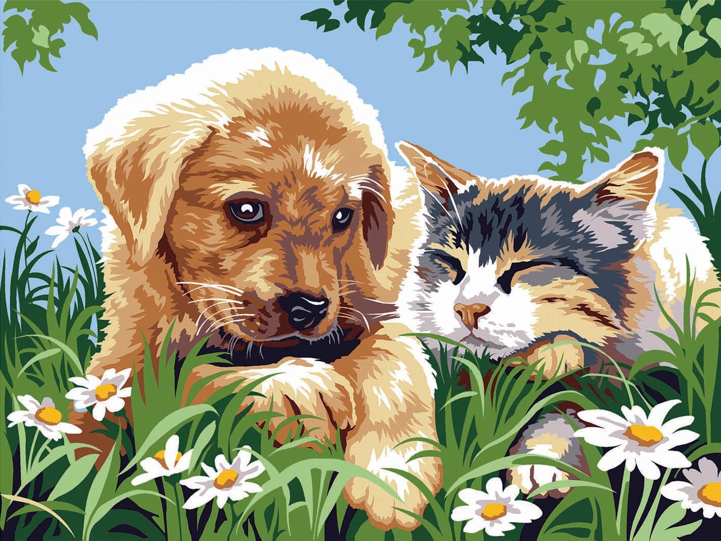 Wizardi Needlepoint Canvas for halfstitch Without Yarn Kittens Make The Wall SE926.199 Seg De Paris