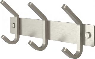 Small Coat Rack Wall Mount – Brushed Nickel 9 Inch Stainless Steel Hook Rail with 3 Heavy Duty Double Coat Hooks – Wall Mounted Coat Hanger for Entryway, Bathroom, Bedroom, Towel, Hat Organizer