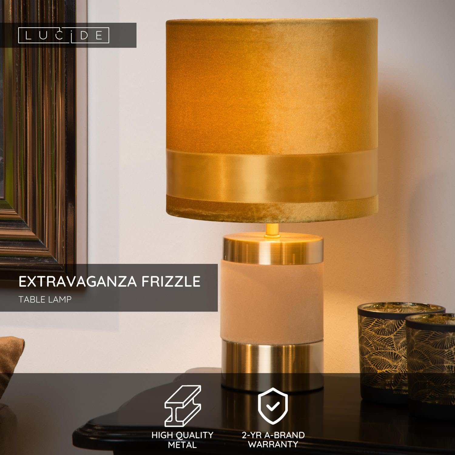 LUCIDE EXTRAVAGANZA FRIZZLE - Tischlampe - Ø 18 cm - 1xE14 - Gelb