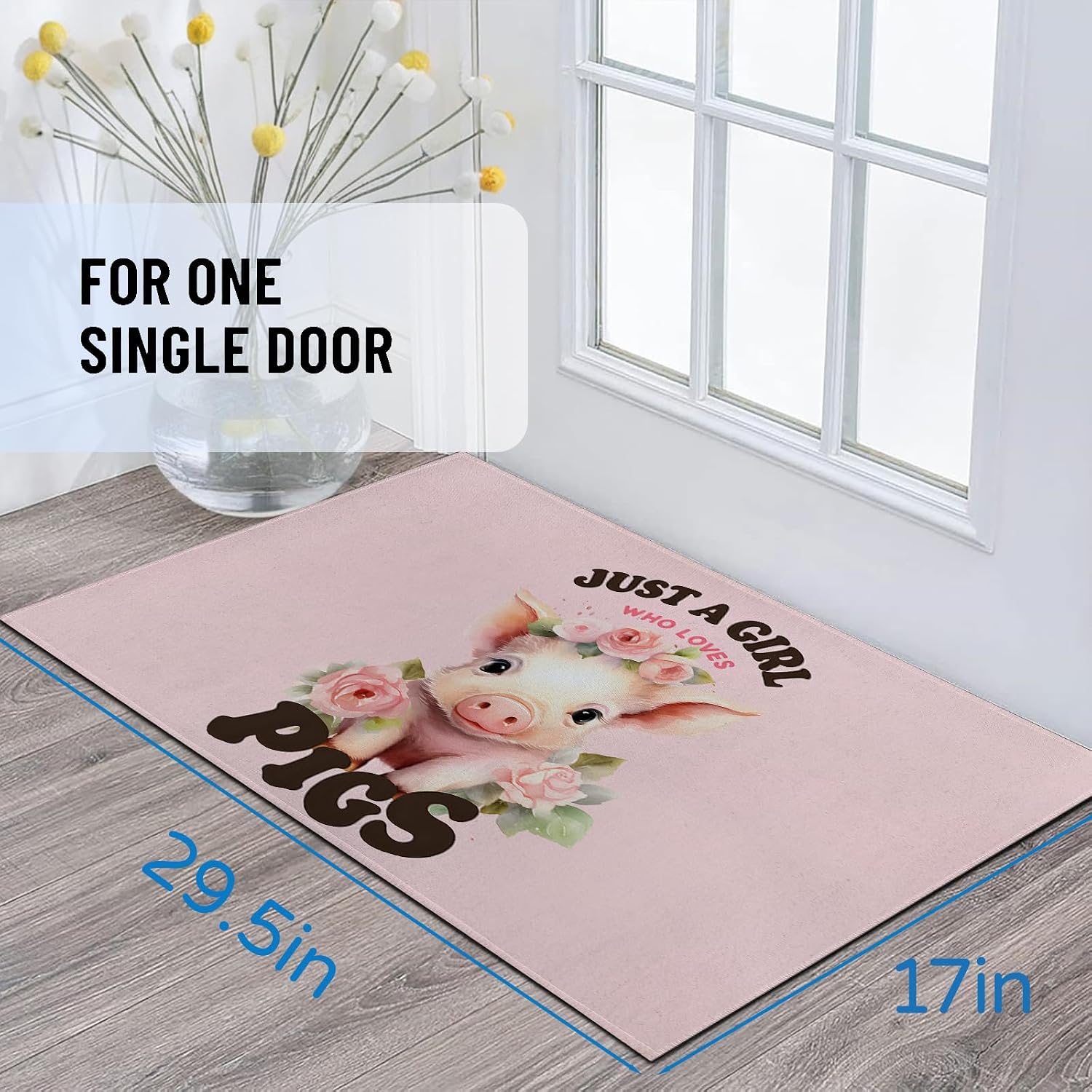 Cute Pig Indoor Door Mat 29.5x17in,Non Slip Backing Just a Girl Who Loves Pigs Pink Floor Mat,Non Woven Entryway Rug,Welcome Mats Decor,for Entrance Inside Porch Bedroom Kitchen,Doormats Gifts