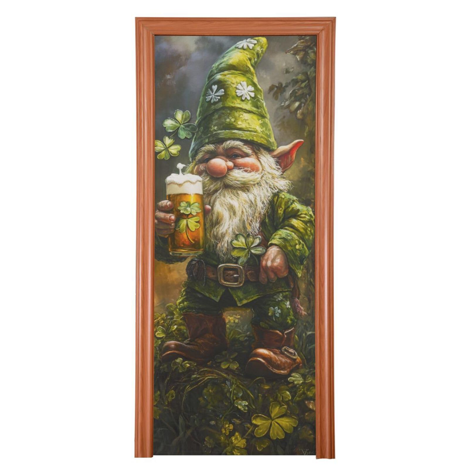 FLildon Fairyland Gnome St Patrick's Day Door Cover Decoration, Party Accessory Porch Decor for Festive Ornament Room Door Covers 36 x 98 Inch