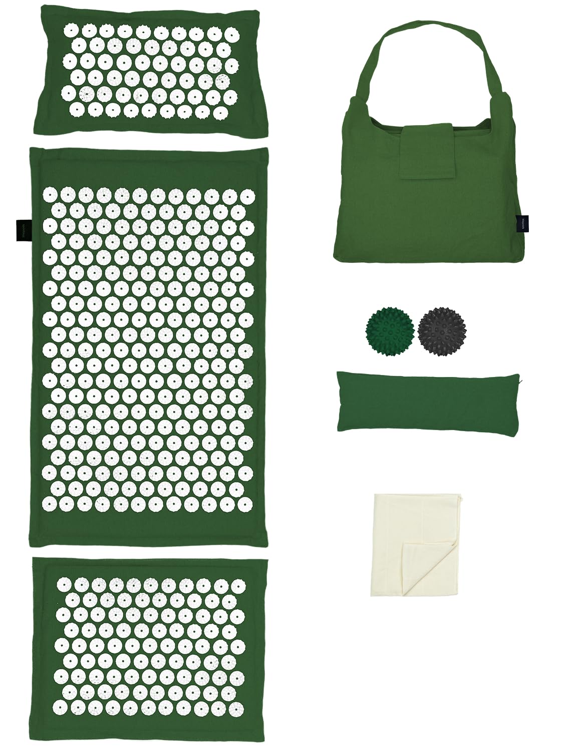 LifeGoods ECO, tappetino per agopressione con cuscino, tappetino a batteria, tappetino per agopuntura, tappetino massaggiante, schiena spina, tappetino per agopuntura, tappetino per massaggio