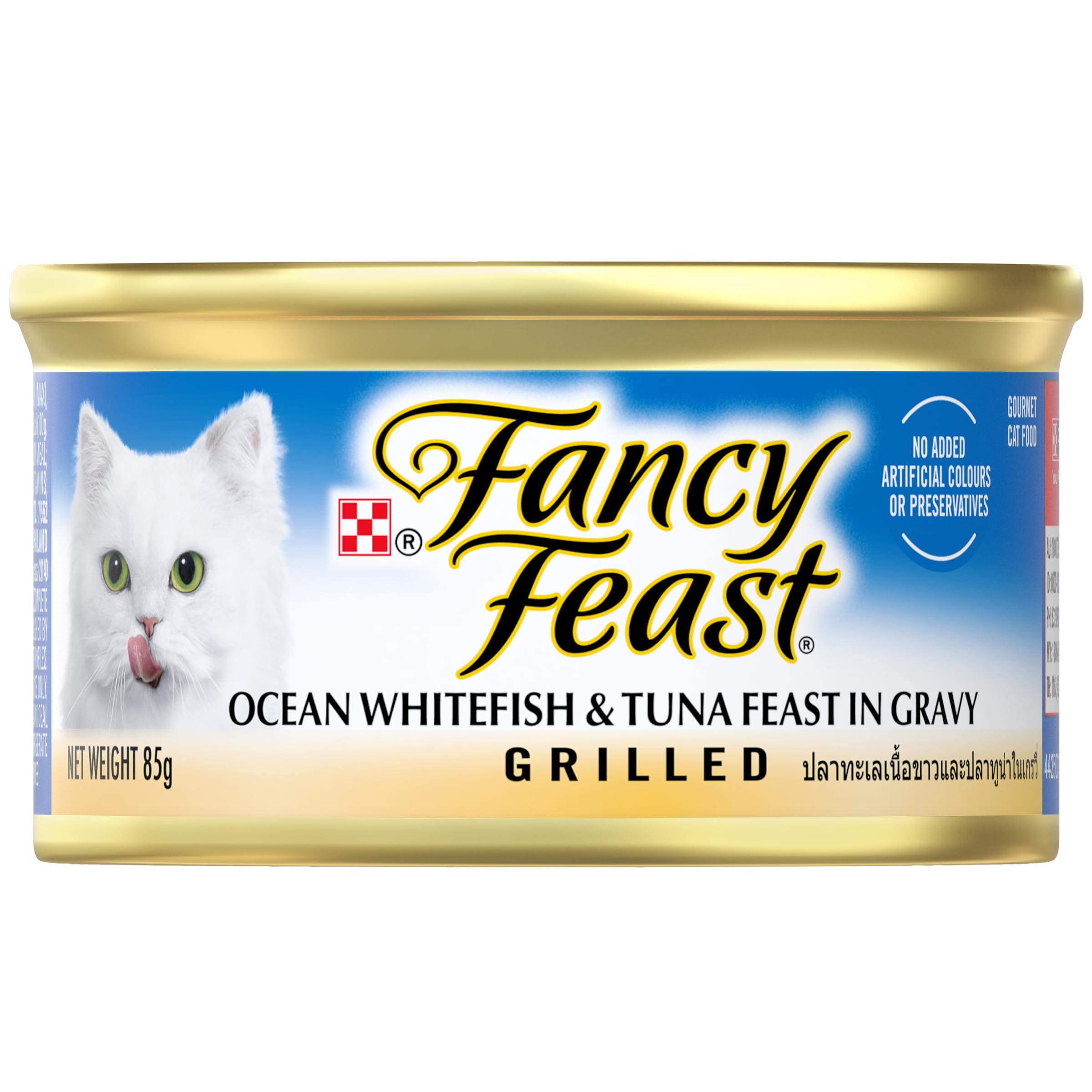 Fancy Feast Grilled Adult Wet Cat Food Grilled Ocean Whitefish & Tuna Feast in Gravy 24x85g
