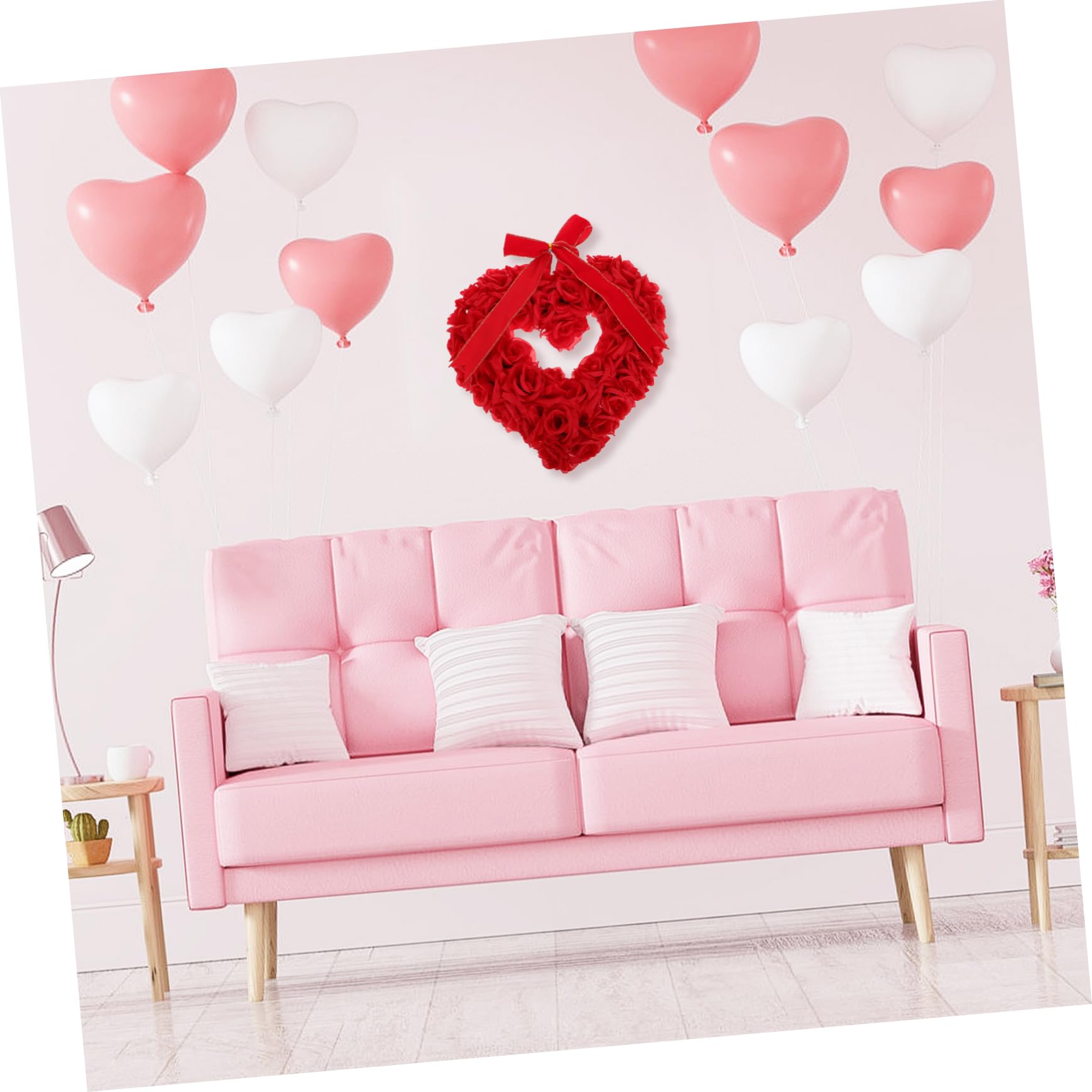 Cabilock Guirnalda Colgante de Corazones Rojos para San Valentín y Bodas, Ligera de Tela, Decoración Romántica para Puertas y Fiestas de Pareja