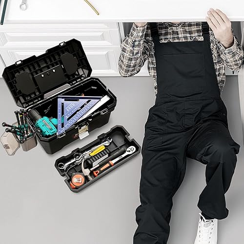 Miniatura 8 de Organizador de caja de herramientas pequeña de 15 pulgadas, mini caja de herramientas con asa, caja de herramientas portátil además de una exclusiva