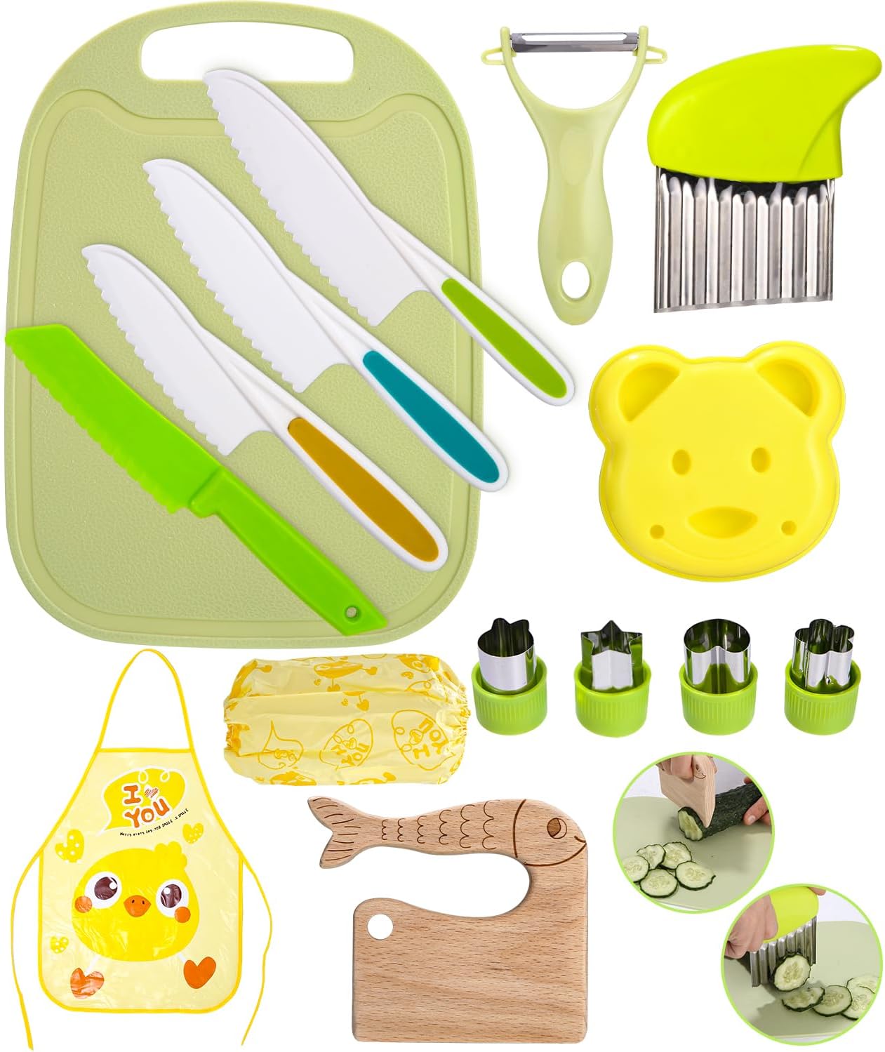 Kit Couteau sécurité de Cuisine pour Enfants 17 Pièces Couteau Montessori Enfants pour couper