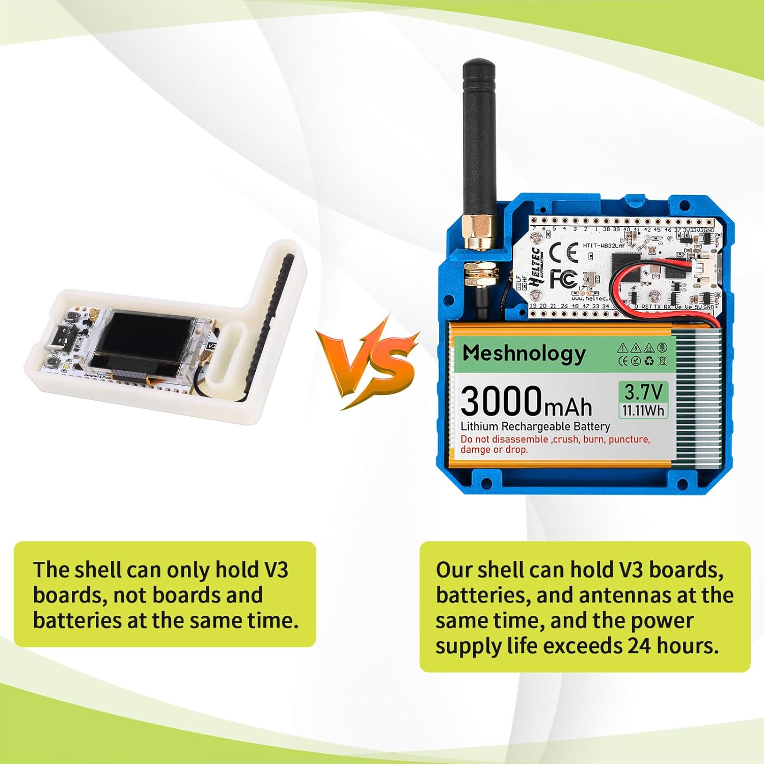 2Pack ESP32 LoRa V3 Development Board + 3.7V 3000mAh Battery + Custom Case Set - with 915MHz Meshtastic Antenna and SMA Antenna Surport WiFi Bluetooth LoRa V3 Devices for Arduino LoRawan IOT N33 Blue