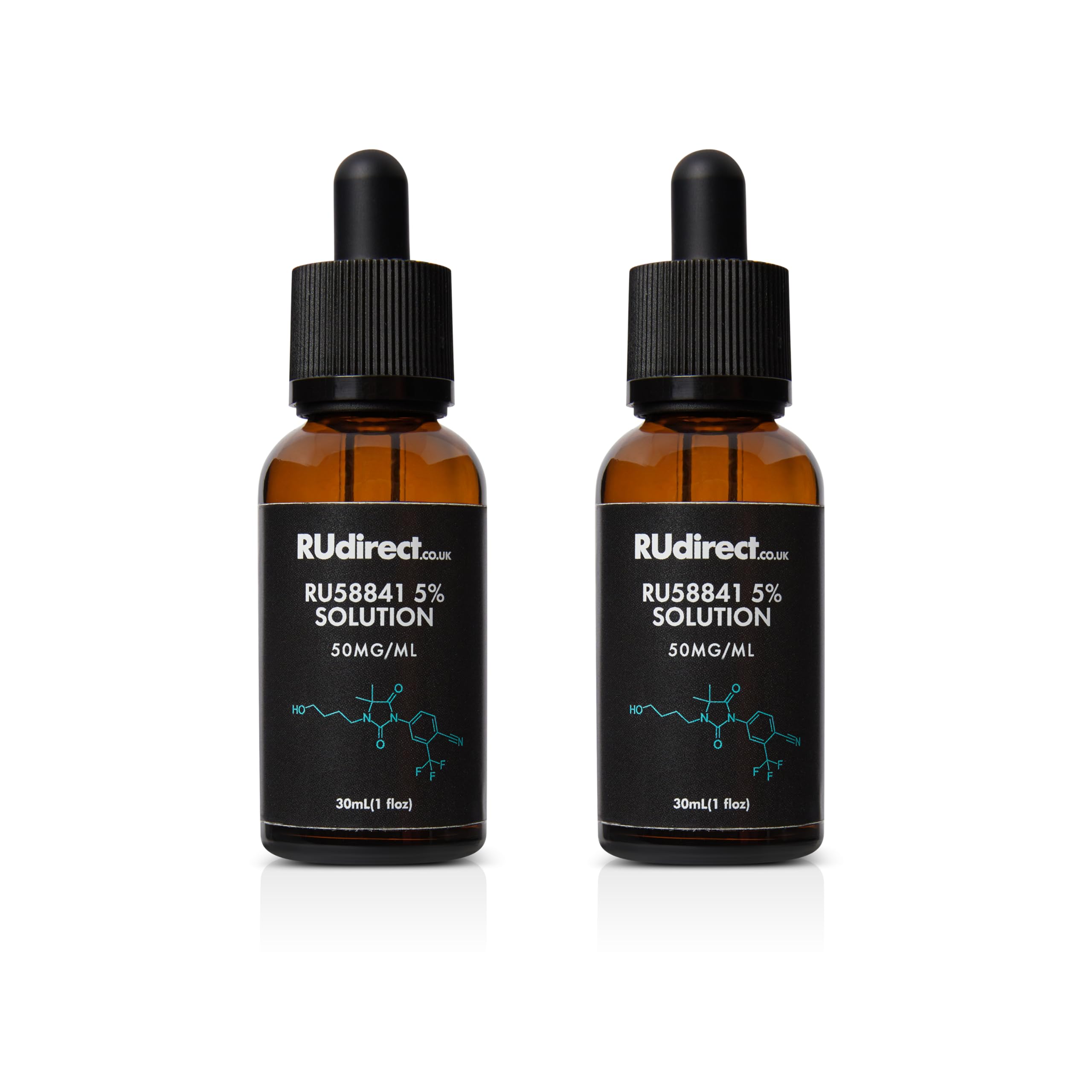 RU58841 5% Solution - Topical DHT Blocker for Scalp Hair Loss - Lab Tested Formulation (2 bottles)