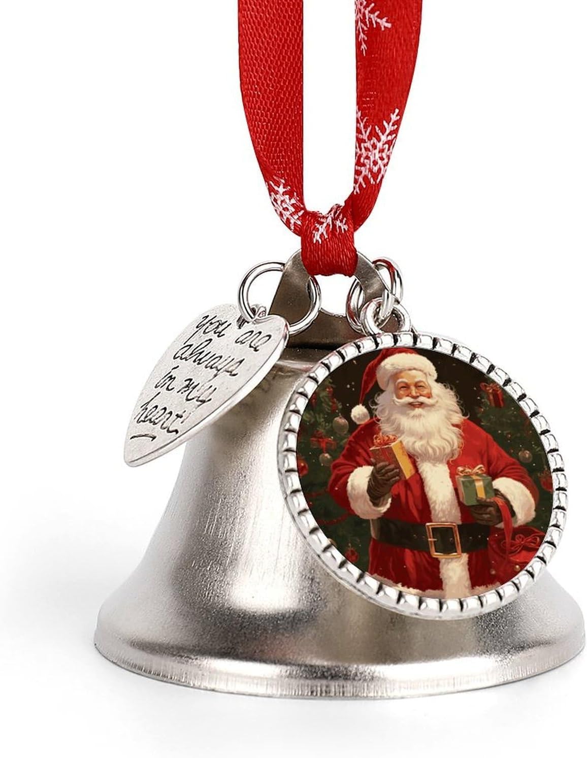 Santa Claus Christmas Bell Ornament Metal Christmas Jingling Bell Vintage Bells for Xmas Tree Decors Wings & Loves Bells Ornaments for Holiday Decor