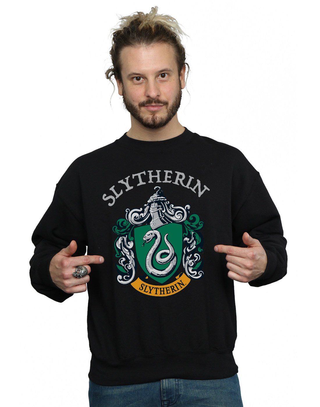 Harry Potter Men's Slytherin Crest Sweatshirt Black Medium