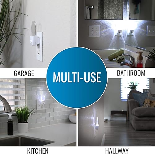 Miniatura 6 de HealthSmart Luz nocturna compacta LED, paquete de 2, tecnología de luz suave cálida, sensor de encendidoapagado automático, diseño moderno delgado y