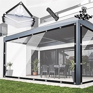 0.18mm Outdoor Vinyl Patio Curtains Transparent Tarpaulin Side Panels,Dustproof Rainproof Tarpaulin Customizable,Clear Tarp PVC Vinyl Clear Tarps,for Ground Covers Clear Tarp(9x12 FT)