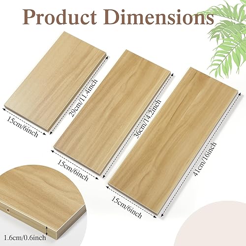 Miniatura 3 de Estantes flotantes de madera, 3 tamaños, estantes de madera para decoración de pared, estantes colgantes para almacenamiento de exhibición,