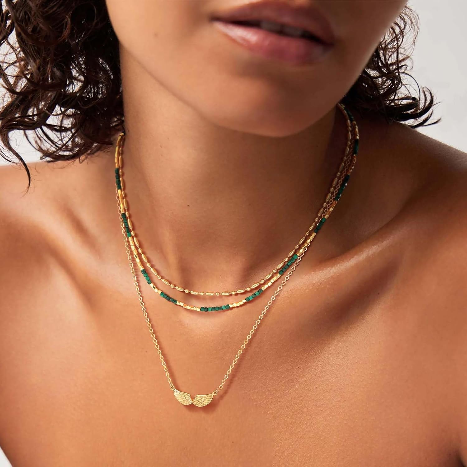 MEVECCO Dainty Gold Choker Necklace for Women 18K Gold Plated Irregular Mixed Beaded Choker Necklace for Her Jewelry Gift - Image 3