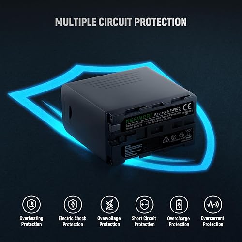 Miniatura 7 de Neewer Batería de repuesto NP-F970 de 10500 mAh, tiempo de carga completa de 4.8 horas, cable USB C de carga rápida PD de 20 W, batería recargable
