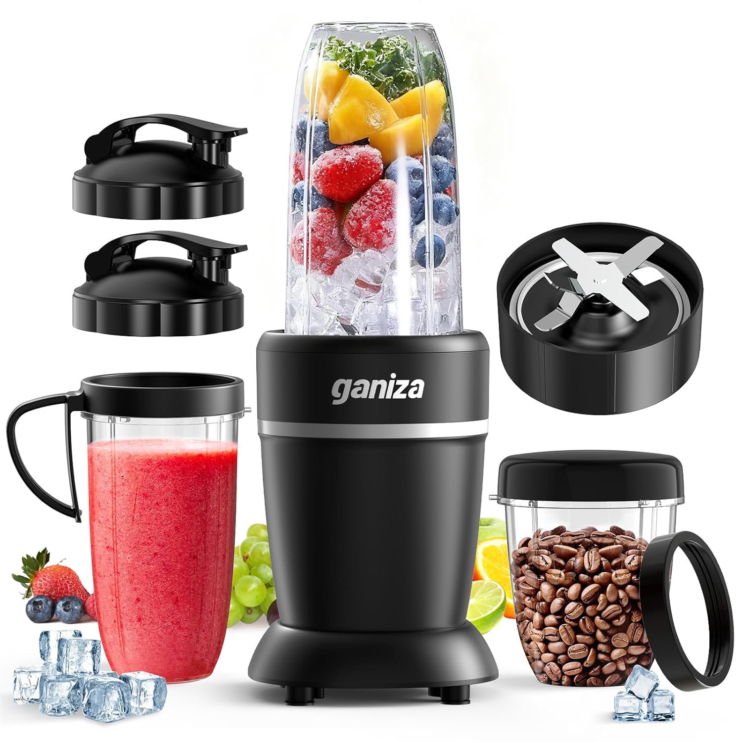 Ganiza Blender for Smoothies 14 Pcs Smoothie Blender for Kitchen Max 1300W Portable Blenders for Shakes Ice Crushing
