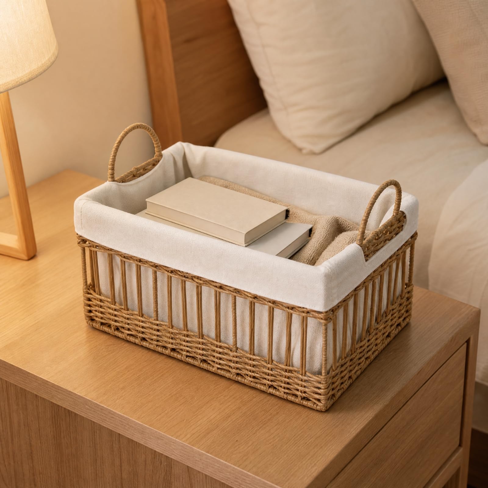 KESOTO Tejida con Transpirable | Lavable, Almacenamiento, Resistente, Cesta Baño, para Estanterías, 40x28x20cm, Cesta Tejida Forrada