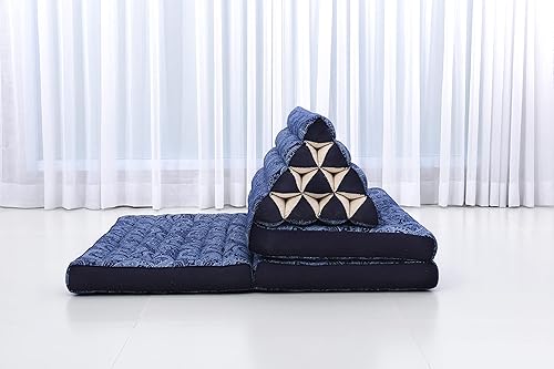 Miniatura 8 de Leewadee Cómodo colchón japonés de suelo, cama tailandesa con cojín triangular, colchón futón, tapete de masaje tailandés extra ancho, 67 x 31
