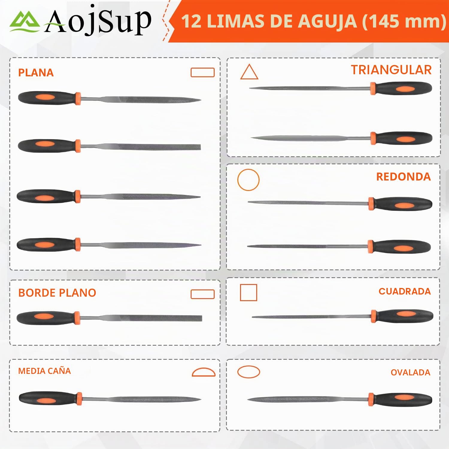 18Pcs Juego de Limas y Escofinas, Juego de Limas Multiusos en Incluye 4 Limas (Plana/Triángulo/Semirredondas/Redondas) y 12 Limas de Agujas, Para Lijar Madera, Metales