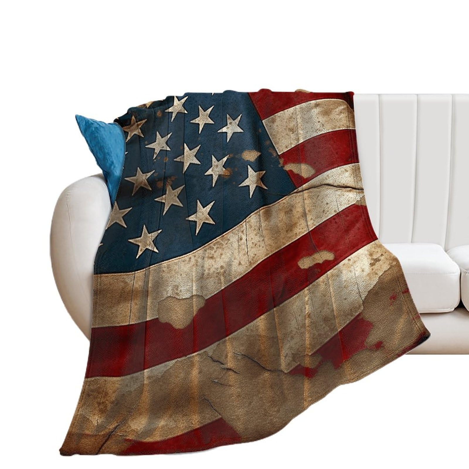 Couverture de lit vintage drapeau américain douce et chaude toutes saisons