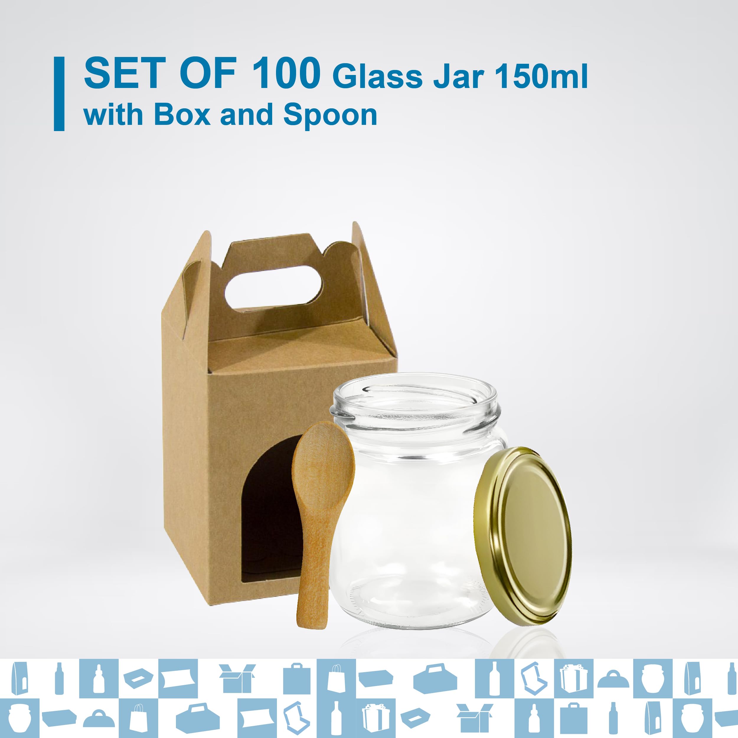 Espirito Rebelde - Tarros de cristal vacías con tapa de 150 ml con 100 hojas de cartón para 1 tarro de mermelada y cuchara para mermeladas, conservas, miel- Regalos de boda
