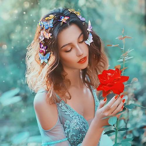 Miniatura 4 de 18 pinzas con diseño de mariposa, con brillantina, pasadores, pinzas de clip para adolescentes y mujeres, accesorios de pelo (estilo encantador)