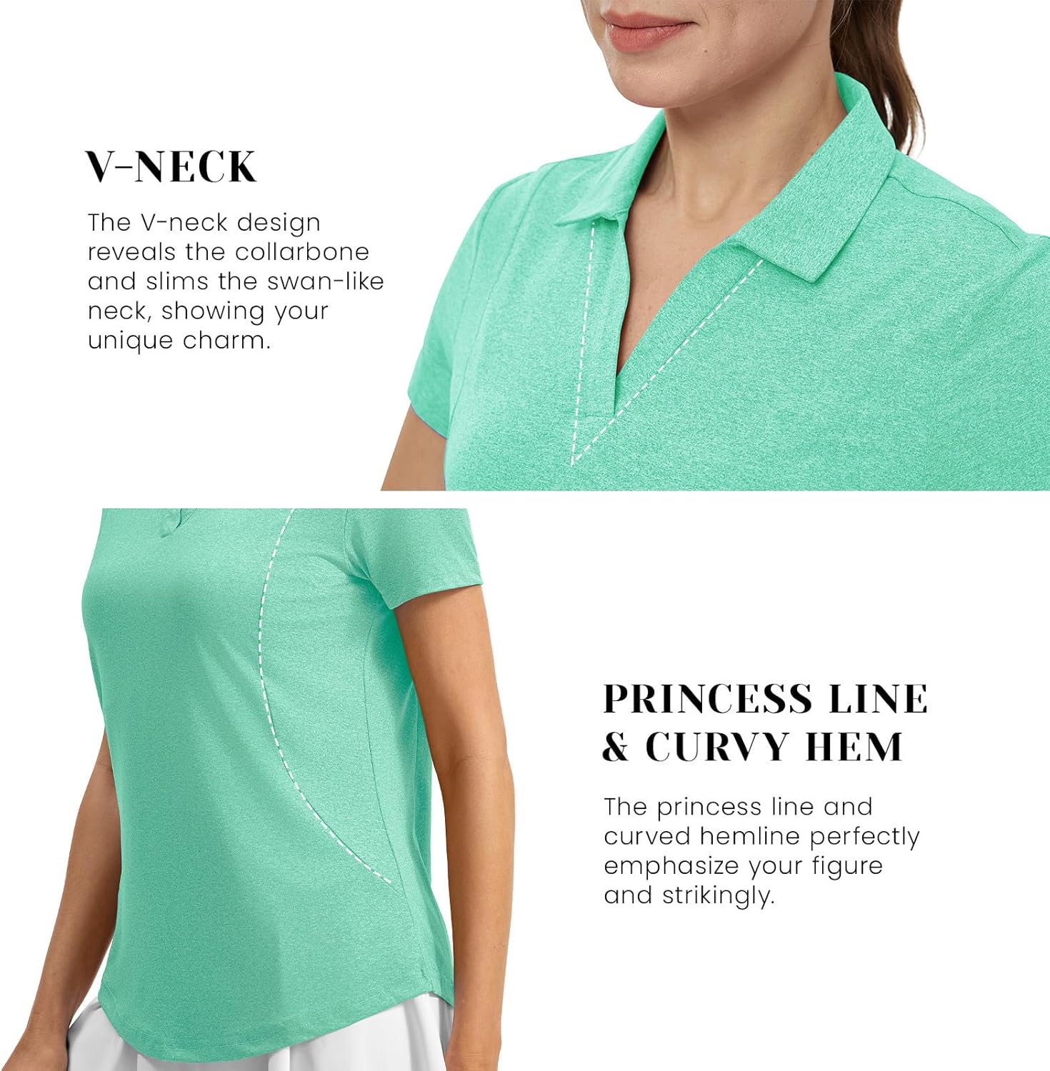 Rdruko Women's Golf Shirts Short Sleeve Dry Fit Polo Tennis V Neck Collared Athletic Shirts - Image 5