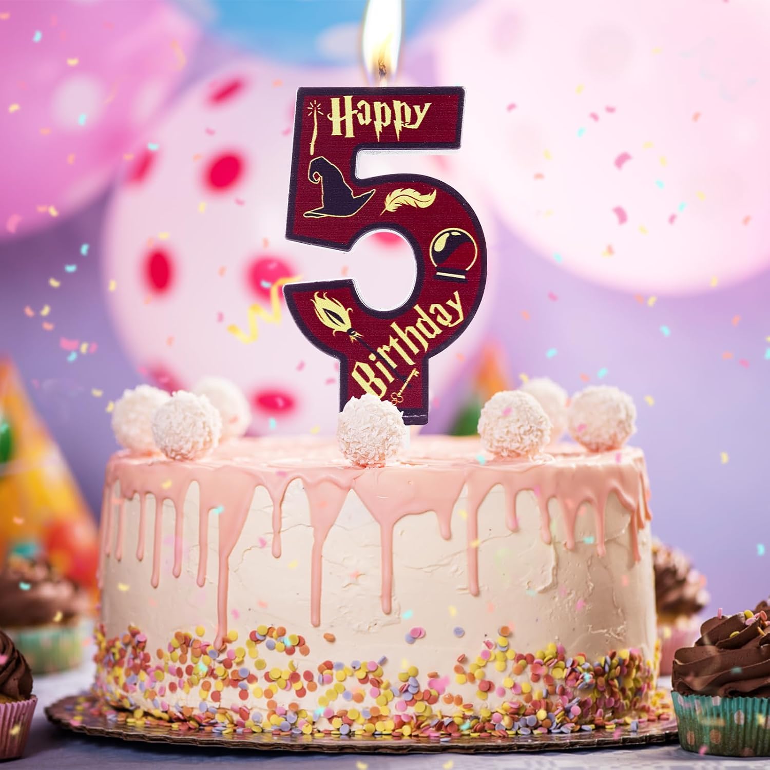 Magic Wizard Theme Birthday Candles Number 10,Cake Topper Decorations Wizard School Party for 10 Years Old Boys Girls Kids Favors Supplies Decorations
