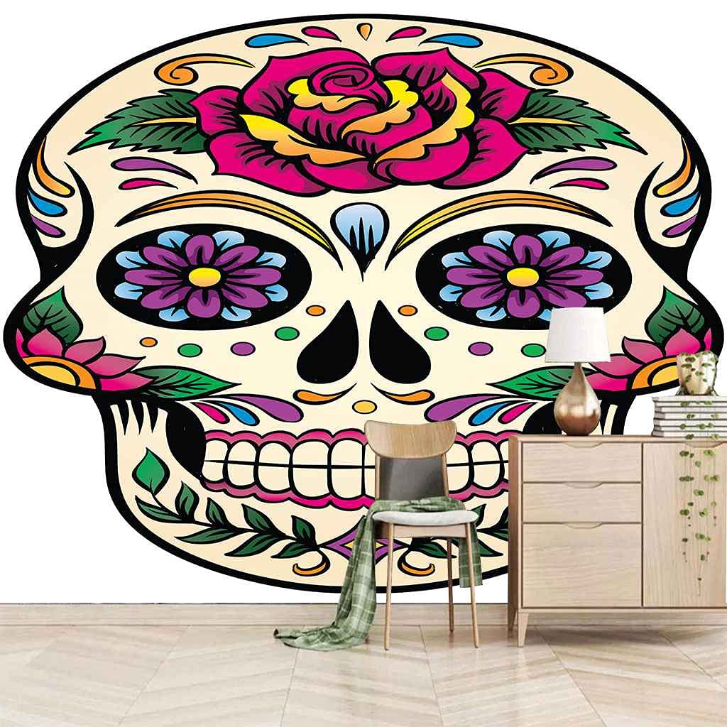 Poster géant crâne coloré DIY pour une décoration de restaurant moderne