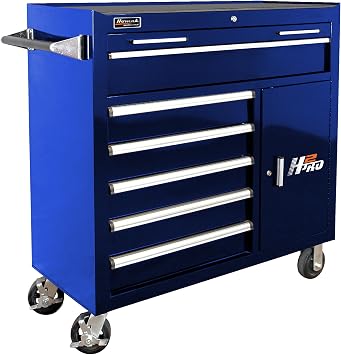 Homak H2PRO Series 41-Inch 6-Drawer with 2-Drawer Compartment Roller, Blue, BL04041062