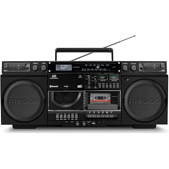 MEDION P66538 Retro Ghetto Blaster with CD Player 80s Large USB SD CD | Large 80s ghetto blaster, USB, SD, CD, MC cassette, r
