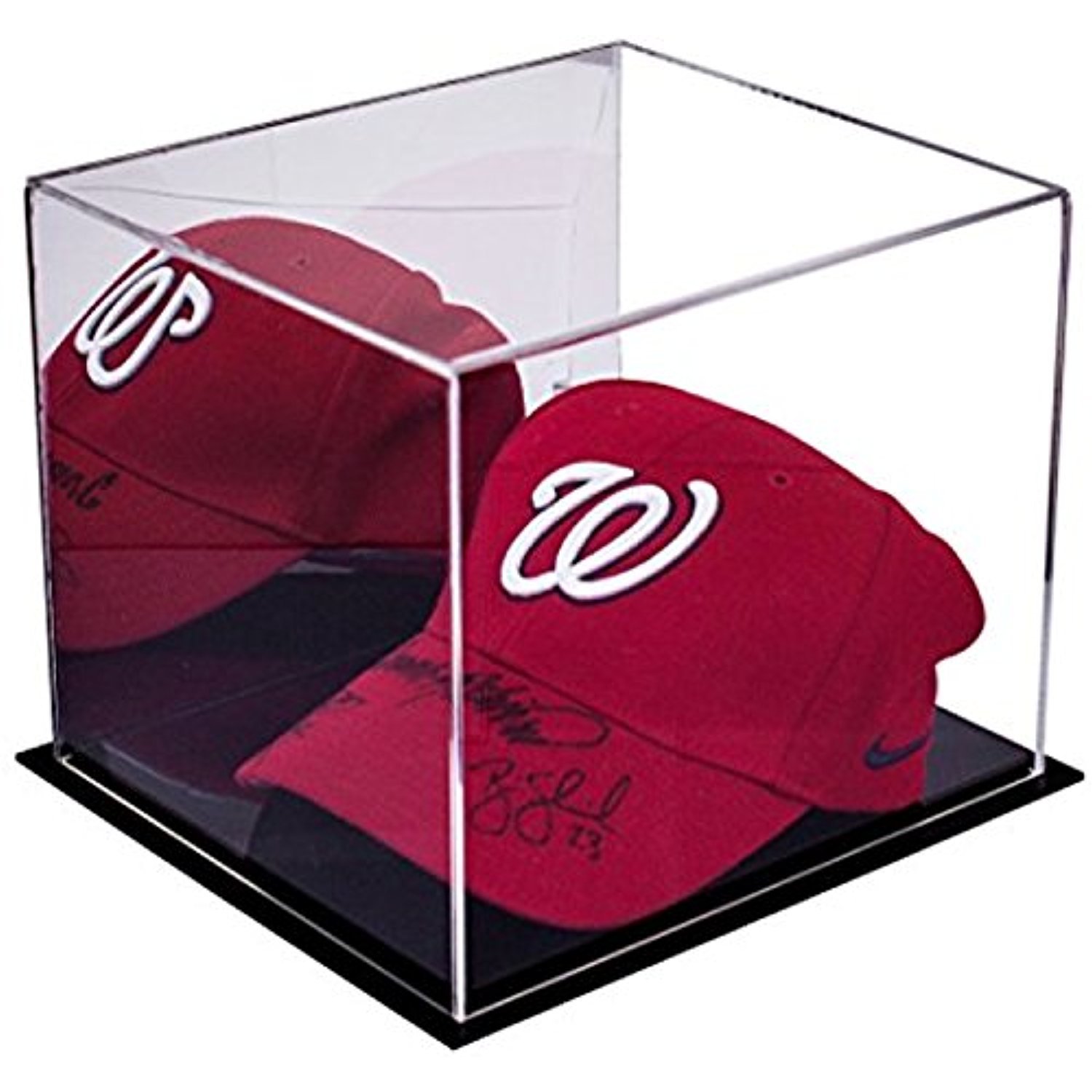 Better Display Cases Deluxe acrílico Vitrina con sólida Base de Color Negro, 22.2 cm x 19.6 cm x 17.7 cm con Reflejo, Clear with Black Base