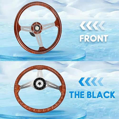 Vista 11 de RASTP Volante de barco de 12.6 pulgadas con adaptador de volante marino de eje de 3/4 pulgadas para la mayoría de barcos marinos, barcos, yates