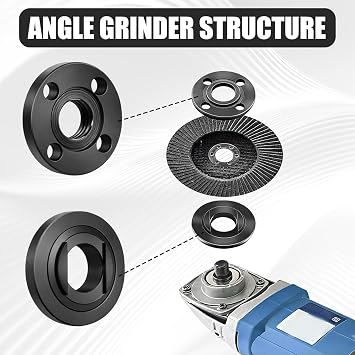 5PCS Angle Grinder Nut Kit Adjustable Spanner and Lock Nut Set, Pressure Plates & Wrench Universal Angle Grinder Spanner with Inner and Outer Fixing Nuts for Disc Changes