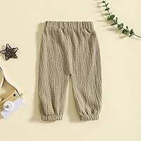 Vista 3 de Pantalones deportivos de algodón y lino para bebé, para bebé, niño, niña, elásticos, básicos, con bolsillo, pantalones largos de harén, ropa de otoño