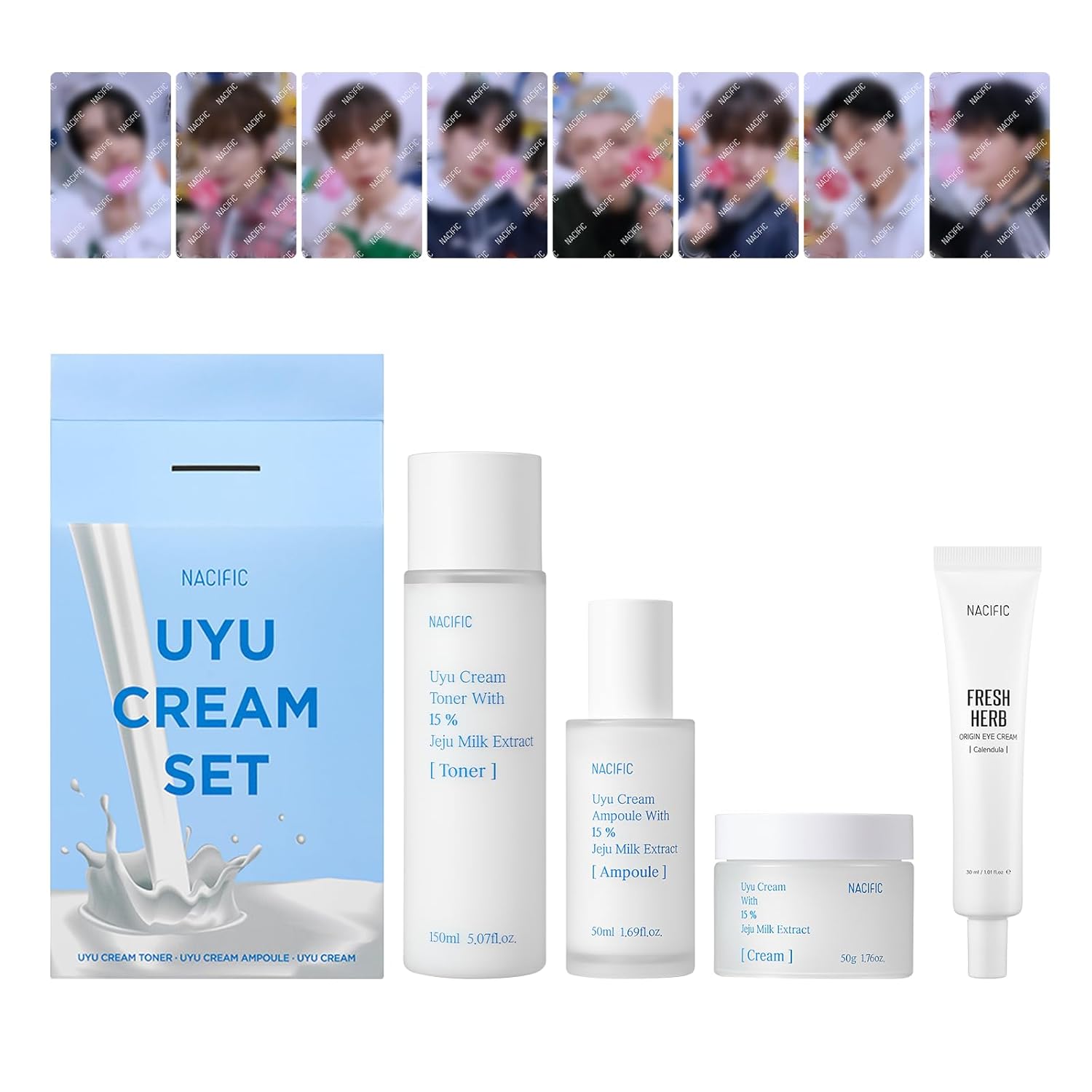 NACIFIC ATEEZ Play Ground Exclusive Special UYU Skin Moisture&Hydration Skincare Set With Korean BOY Band IDOL 8 Photo Cards
