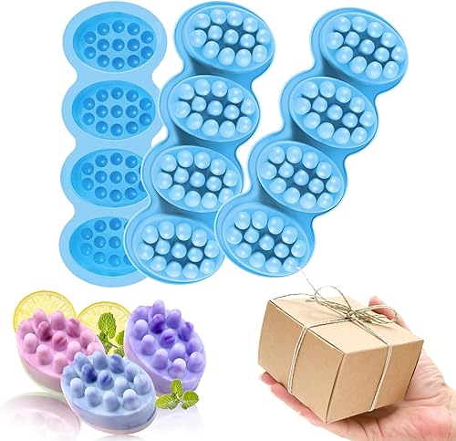 Paquete de 3 moldes de silicona para jabón, 6 cavidades de panal de silicona, moldes de silicona ovalados de abeja y flores para jabón hecho a mano,