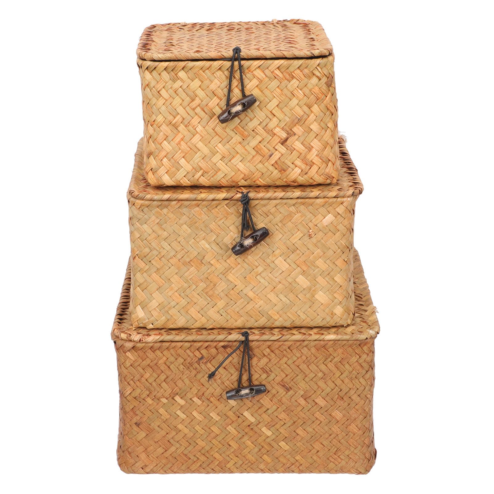Paniers en herbe marine tissés avec soin, rangement haut de gamme orange