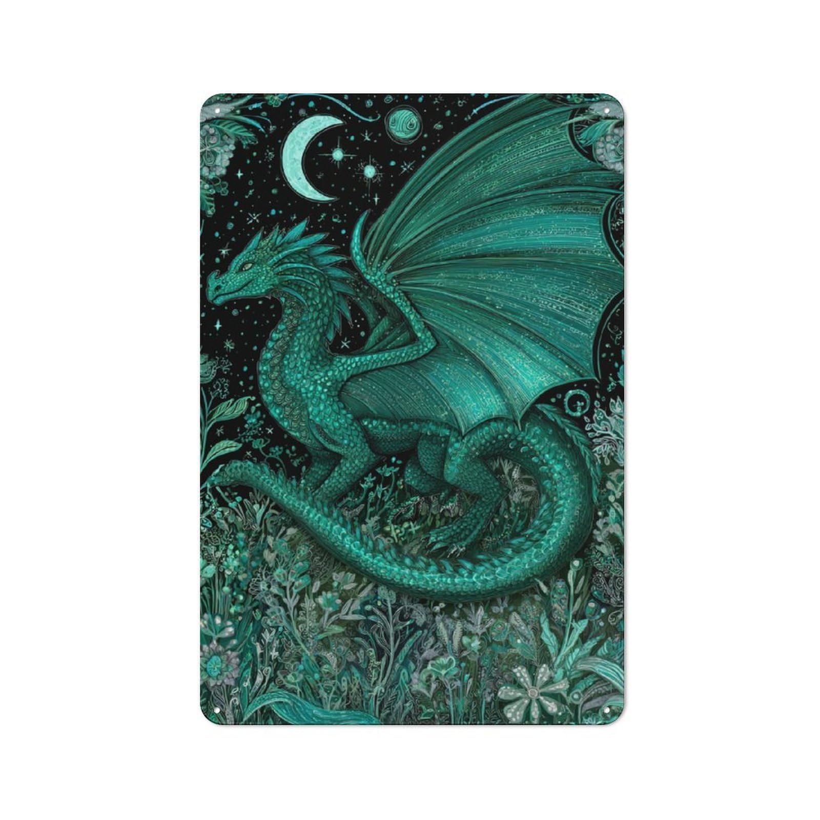 Junmoney Emerald Dragon Realm Retro Metal Sign 30X20cm For Bar Or Restaurant, For Kitchen And Home Bar Decor, For Home Office And Studio Walls