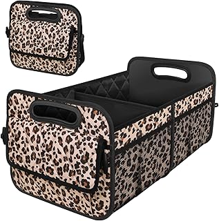 Organizador de maletero Deosk para SUV, organizadores de coche y almacenamiento con 6 bolsillos grandes para mujeres/hombres, organizador de maletero impermeable de poliéster de 50L para minivan