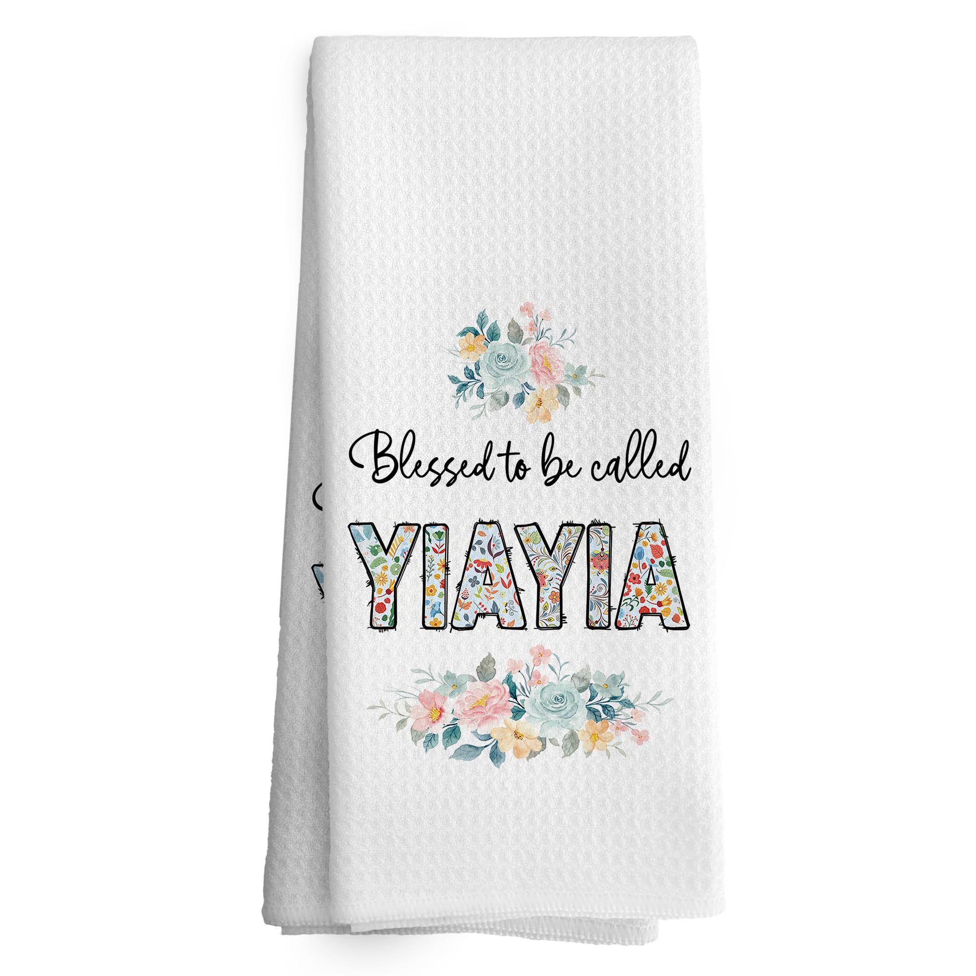 Yiayia Gifts Kitchen Towels, Yiayia Gifts from Grandkids Dish Towel Dishcloth 16x24 Inches, Grandma Gift for Mothers Day Decorative Absorbent Hand Tea Towels Decor