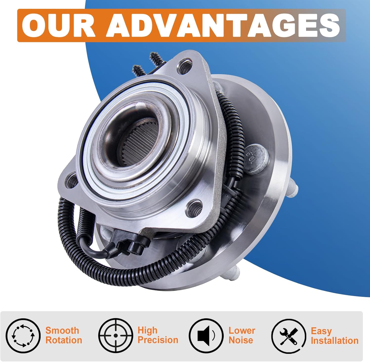 Front Wheel Hub Bearing Assembly 2 PCS Compatible for 2007-2011 Dodge Nitro, Compatible for 2008-2012 Jeep Liberty 5 Lugs w/ABS Replace 513270