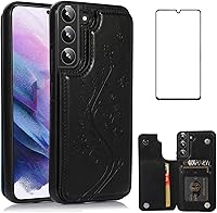 Vista 1 de Asuwish Glaxay S22 - Funda para Samsung Galaxy S22 5G con protector de pantalla de vidrio templado, soporte de cuero con tarjetero, doble cierre