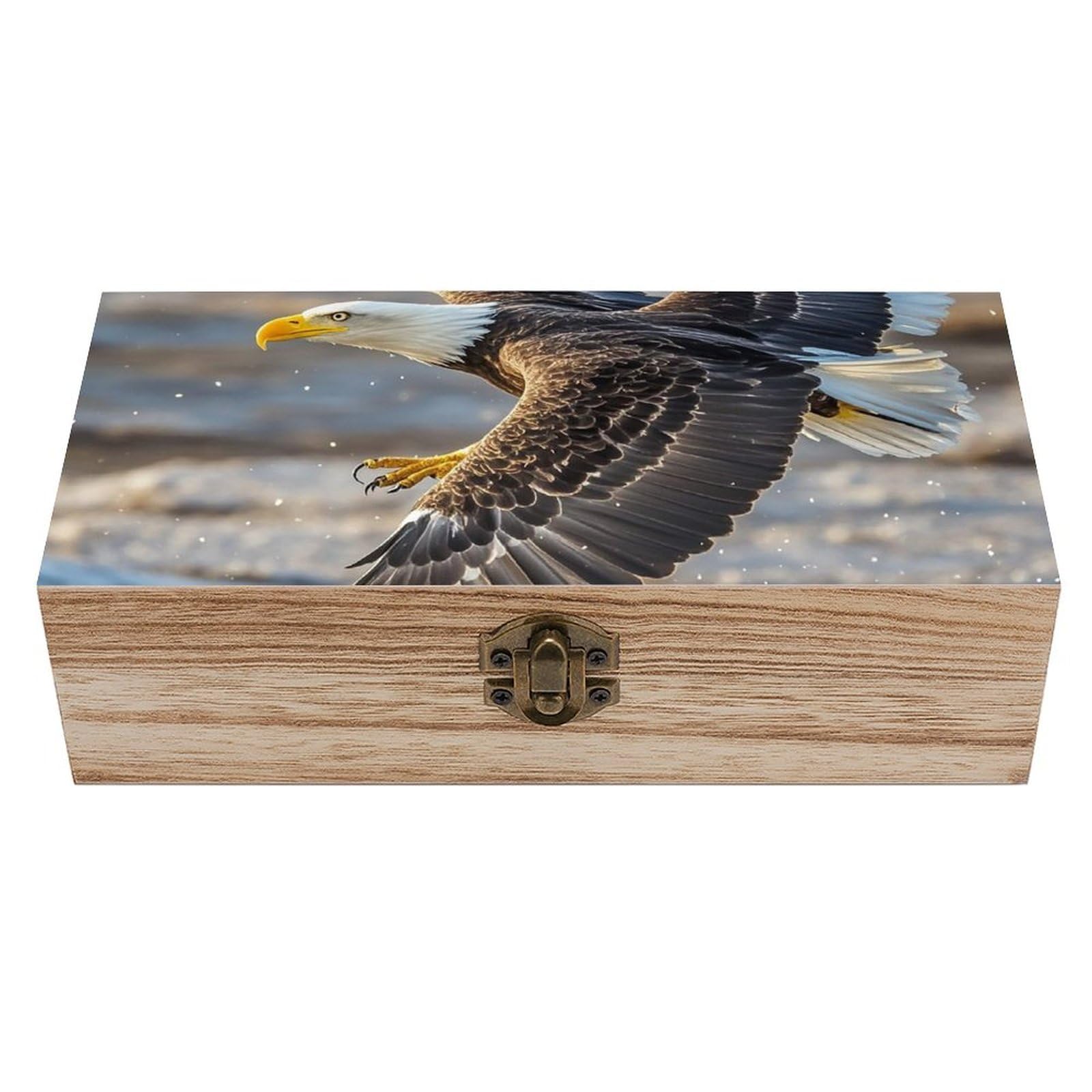 Boîte de rangement en bois avec couvercle Pygargue boîte souvenirs déco maison