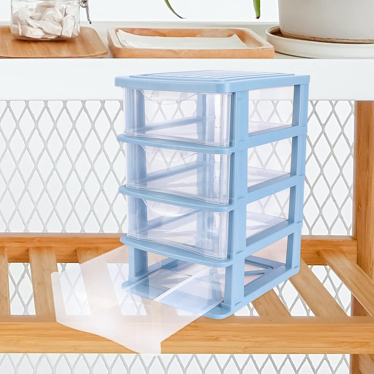 Garneck 1Pc Box shelf storage box desk cosmetic makeup organzier 4 drawer storage plastic drawers small storage container Sundries Container Small desktop plastic pp jewelry office