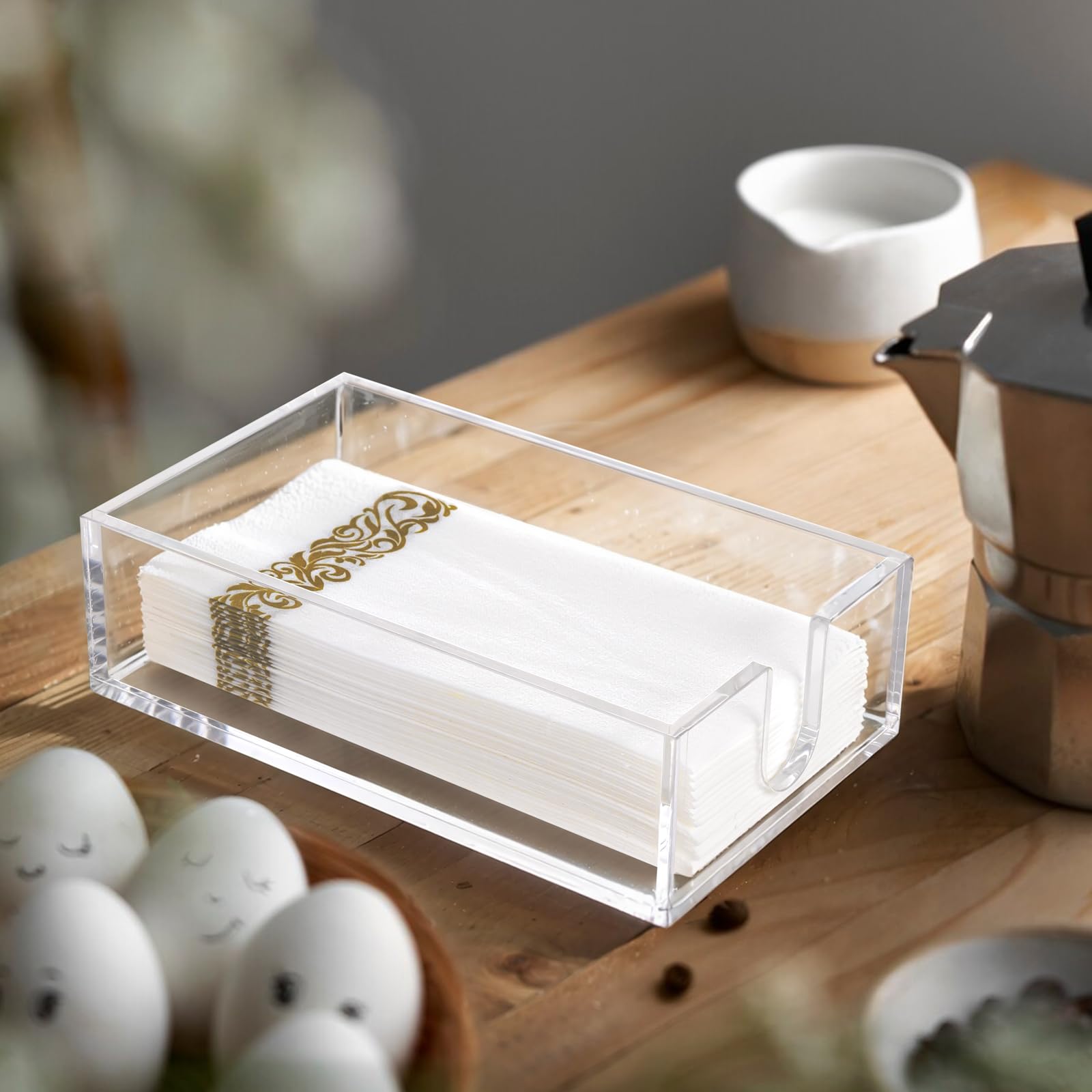 Rubtlamp 1 servilletero acrílico para baño, 0.27 pulgadas de grosor, soporte para servilletas de baño para invitados, bandeja de toalla de mano para cocina, fiestas, bodas, fiestas, hotel