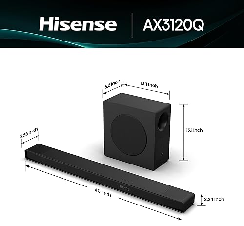 Miniatura 2 de Hisense AX3100Q Barra de sonido de 3.1 Ch con subwoofer inalámbrico, Dolby Atmos, DTSX, Bluetooth 5.3, Roku TV Ready, HDMIAUXARCÓpticoUSB, EzPlay,