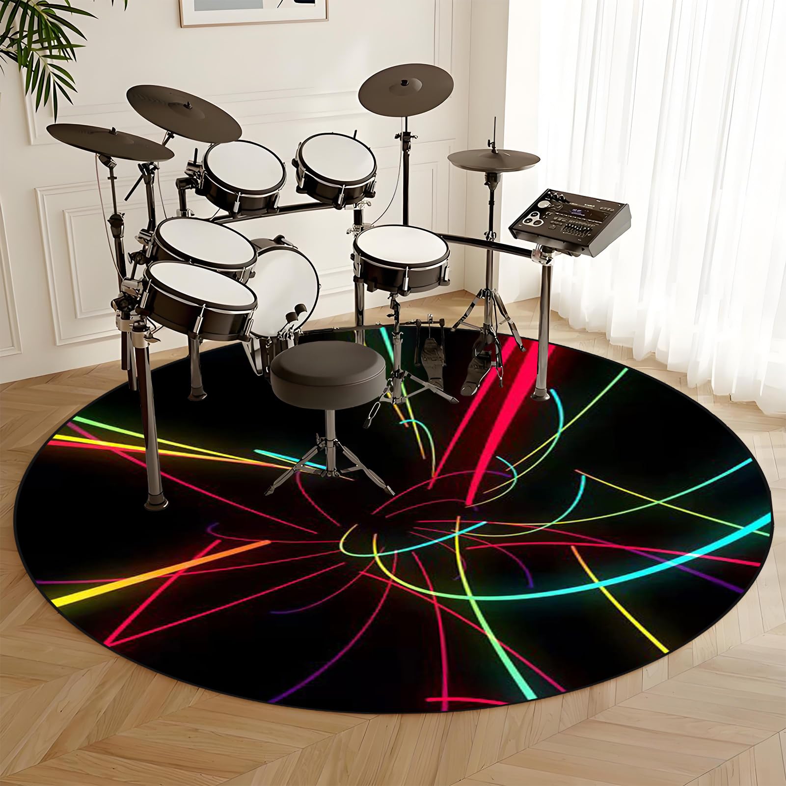 Akustyczny dywanik bębnowy Dywan Antypoślizgowy dźwiękoszczelny do elektronicznego bębna bębnowego bębna bębnowego Instrumenty muzyczne Okrągły Dywan bębnowy Bateria 150 cm