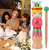 Vista 3 de Carrete de tejer francés Herramienta de tejer de madera Hilo de madera para hacer punto de muñeca Carfts Tejedor de madera con aguja